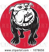 Vector Clip Art of Retro Bulldog on a Red Circle Logo by Patrimonio