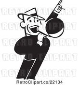 Vector Clip Art of Retro Business Man Announcing by BestVector