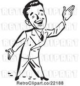 Vector Clip Art of Retro Business Man Gesturing up to the Right by BestVector