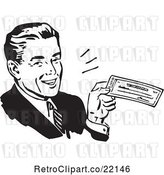 Vector Clip Art of Retro Business Man Holding a Check by BestVector