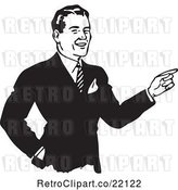 Vector Clip Art of Retro Business Man Pointing by BestVector
