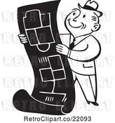 Vector Clip Art of Retro Business Man Reviewing Blueprints by BestVector