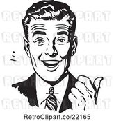 Vector Clip Art of Retro Business Man Smiling and Gesturing with His Thumb by BestVector