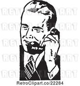 Vector Clip Art of Retro Business Man Using a Phone - 5 by BestVector