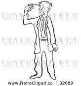 Vector Clip Art of Retro Businessman Holding a Gun to His Head by Picsburg