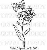 Vector Clip Art of Retro Butterfly and Flowers by Prawny Vintage