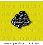 Vector Clip Art of Retro Calligraphic Merry Christmas Tree Greeting on Green Polka Dots by Elena