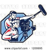Vector Clip Art of Retro Camera Guy Team with Gear by Patrimonio