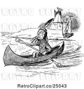 Vector Clip Art of Retro Camp and Native American Indian Canoe by Prawny Vintage