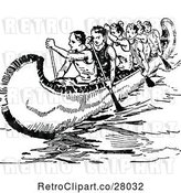 Vector Clip Art of Retro Canoe Rowing Team by Prawny Vintage