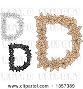 Vector Clip Art of Retro Capital Floral Letter D Designs by Vector Tradition SM