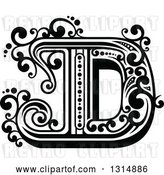 Vector Clip Art of Retro Capital Letter D with Flourishes by Vector Tradition SM