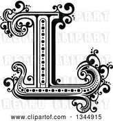 Vector Clip Art of Retro Capital Letter L with Flourishes by Vector Tradition SM