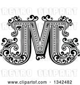 Vector Clip Art of Retro Capital Letter M with Flourishes by Vector Tradition SM