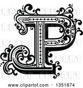 Vector Clip Art of Retro Capital Letter P with Flourishes by Vector Tradition SM