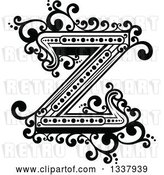 Vector Clip Art of Retro Capital Letter Z with Flourishes by Vector Tradition SM