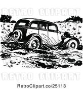 Vector Clip Art of Retro Car Driving Through Mud by Prawny Vintage