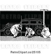 Vector Clip Art of Retro Car Model Drawing and Men by Prawny Vintage
