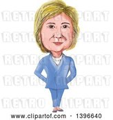 Vector Clip Art of Retro Caricature of Hillary Clinton Standing in a Suit by Patrimonio