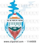Vector Clip Art of Retro Cartoon Aerial View of a Cargo Ship by Patrimonio
