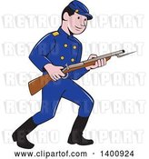 Vector Clip Art of Retro Cartoon American Civil War Union Army Soldier Holding a Rifle with Bayonet by Patrimonio