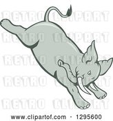 Vector Clip Art of Retro Cartoon Angry Elephant Bucking by Patrimonio