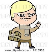 Vector Clip Art of Retro Cartoon Angry Guy Carrying Parcel by Lineartestpilot