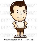 Vector Clip Art of Retro Cartoon Angry White Boy in Shorts, with Hands on His Hips by Cory Thoman