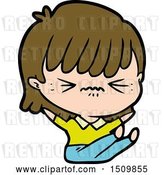 Vector Clip Art of Retro Cartoon Annoyed Girl Falling over by Lineartestpilot