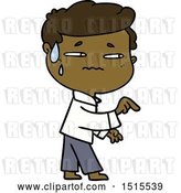 Vector Clip Art of Retro Cartoon Anxious Guy Pointing by Lineartestpilot