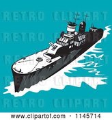 Vector Clip Art of Retro Cartoon Battleship 1 by Patrimonio