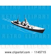 Vector Clip Art of Retro Cartoon Battleship 2 by Patrimonio