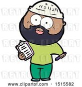 Vector Clip Art of Retro Cartoon Bearded Guy with Clipboard and Pen by Lineartestpilot