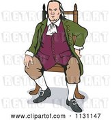 Vector Clip Art of Retro Cartoon Benjamin Franklin Sitting in a Chair by Patrimonio