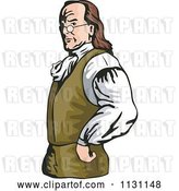 Vector Clip Art of Retro Cartoon Benjamin Franklin with His Hands on His Hips by Patrimonio