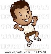 Vector Clip Art of Retro Cartoon Black Boy Jumping in Shorts by Cory Thoman