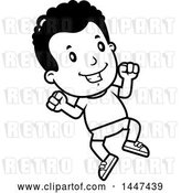 Vector Clip Art of Retro Cartoon Black Boy Jumping in Shorts by Cory Thoman