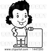 Vector Clip Art of Retro Cartoon Black Girl in Shorts, with a Blank Sign by Cory Thoman