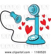 Vector Clip Art of Retro Cartoon Blue Candlestick Phone with Hearts I Just Called to Say I Love You by Johnny Sajem