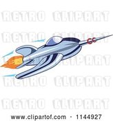 Vector Clip Art of Retro Cartoon Blue Space Rocket 1 by Patrimonio