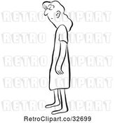 Vector Clip Art of Retro Cartoon Bored Lady Standing by Picsburg