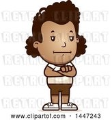 Vector Clip Art of Retro Cartoon Bored or Stubborn Black Girl in Shorts, Standing with Folded Arms by Cory Thoman