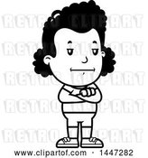 Vector Clip Art of Retro Cartoon Bored or Stubborn Black Girl in Shorts, Standing with Folded Arms by Cory Thoman