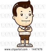 Vector Clip Art of Retro Cartoon Bored or Stubborn White Boy in Shorts, Standing with Folded Arms by Cory Thoman
