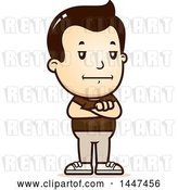 Vector Clip Art of Retro Cartoon Bored or Stubborn White Boy Standing with Folded Arms by Cory Thoman