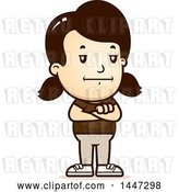 Vector Clip Art of Retro Cartoon Bored or Stubborn White Girl Standing with Folded Arms by Cory Thoman