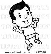 Vector Clip Art of Retro Cartoon Boy Jumping in Shorts by Cory Thoman
