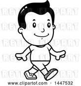 Vector Clip Art of Retro Cartoon Boy Walking in Shorts by Cory Thoman