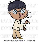 Vector Clip Art of Retro Cartoon Boy Wearing Spectacles and Making Point by Lineartestpilot