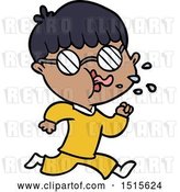 Vector Clip Art of Retro Cartoon Boy Wearing Spectacles and Running by Lineartestpilot